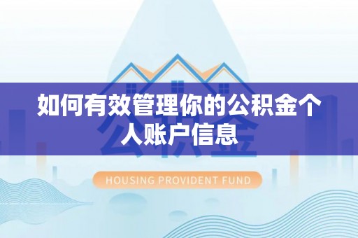 聂拉木如何有效管理你的公积金个人账户信息